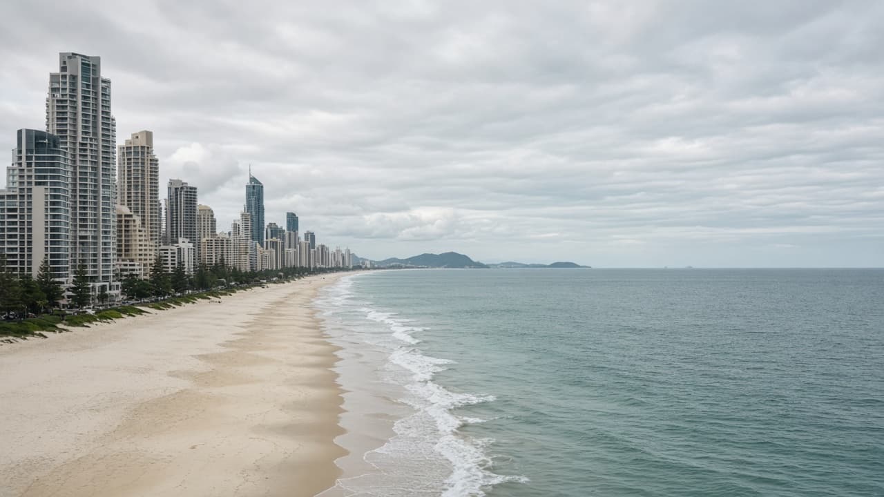 Australian beach and high-rise apartments